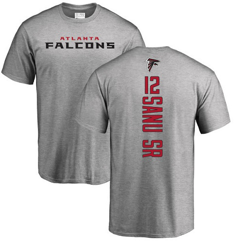 Atlanta Falcons Men Ash Mohamed Sanu Backer NFL Football #12 T Shirt->nfl t-shirts->Sports Accessory